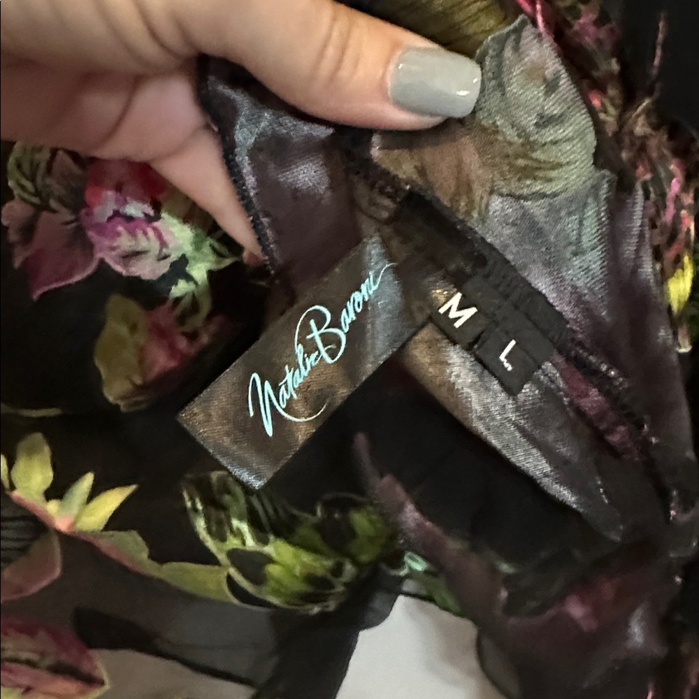 New Natalie Baroni Floral & Butterflies Black Kimono Top Size Medium/Large NWOT - Picture 8 of 9